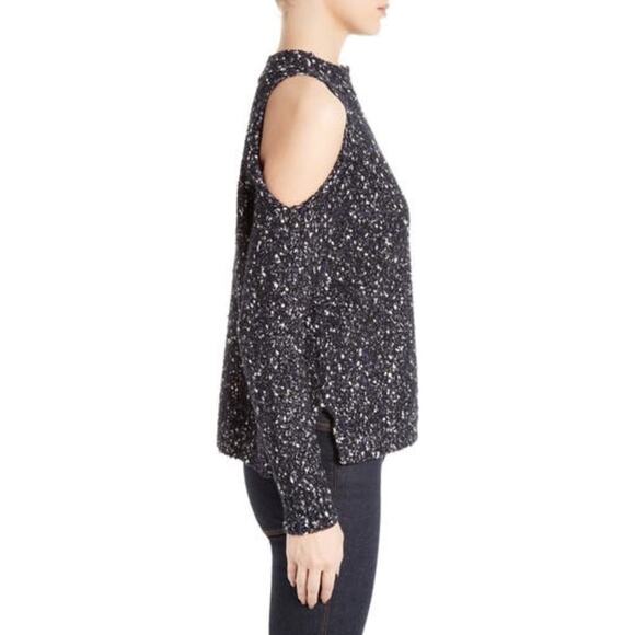 Rebecca Taylor cold shoulder boucle sweater, sz L - Picture 9 of 9